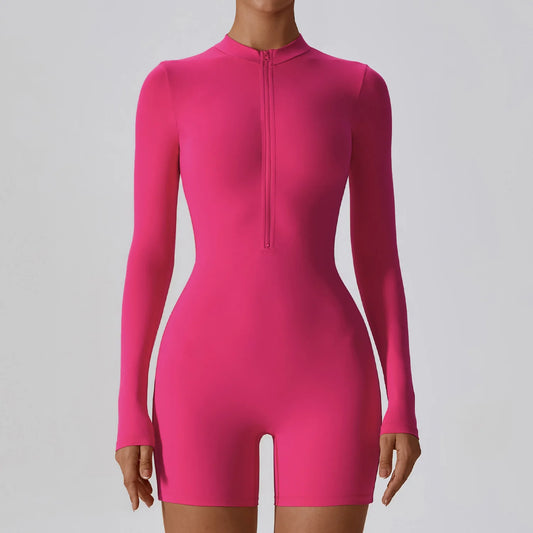 Zipper Long Sleeve Yoga Clothes Sportswear Women Jumpsuit Gym Push up Workout Clothes Fitness Sports Stretch Bodysuit Yoga Set